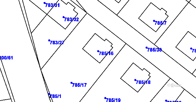 Parcela st. 785/16 v KÚ Frymburk, Katastrální mapa