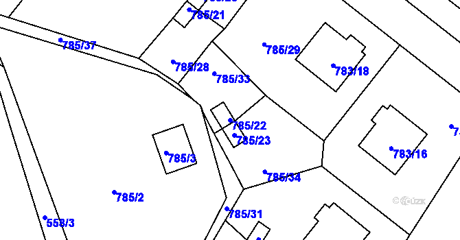 Parcela st. 785/22 v KÚ Frymburk, Katastrální mapa