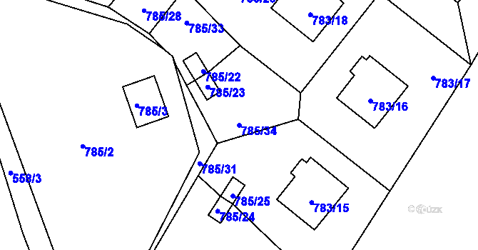 Parcela st. 785/34 v KÚ Frymburk, Katastrální mapa