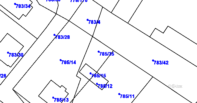 Parcela st. 785/35 v KÚ Frymburk, Katastrální mapa
