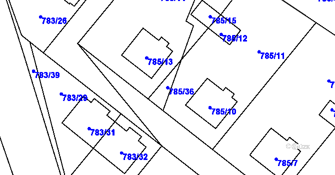Parcela st. 785/36 v KÚ Frymburk, Katastrální mapa