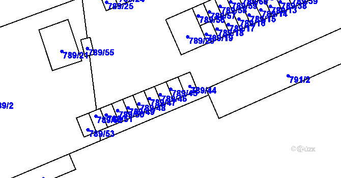 Parcela st. 789/45 v KÚ Frymburk, Katastrální mapa