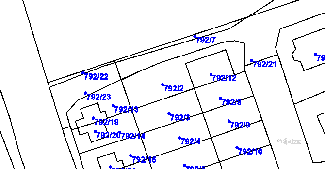 Parcela st. 792/2 v KÚ Frymburk, Katastrální mapa