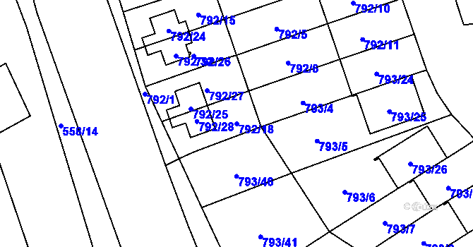 Parcela st. 792/18 v KÚ Frymburk, Katastrální mapa