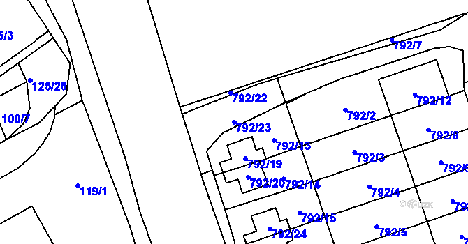 Parcela st. 792/23 v KÚ Frymburk, Katastrální mapa