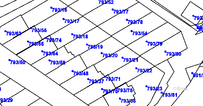 Parcela st. 793/20 v KÚ Frymburk, Katastrální mapa