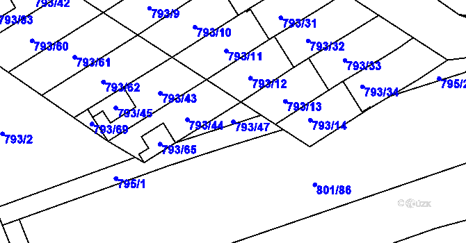 Parcela st. 793/47 v KÚ Frymburk, Katastrální mapa