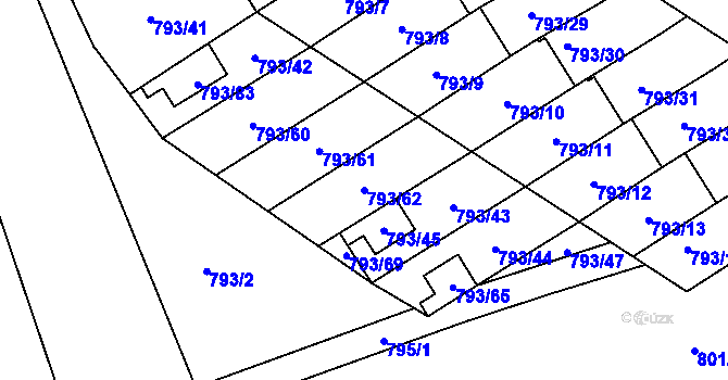Parcela st. 793/62 v KÚ Frymburk, Katastrální mapa