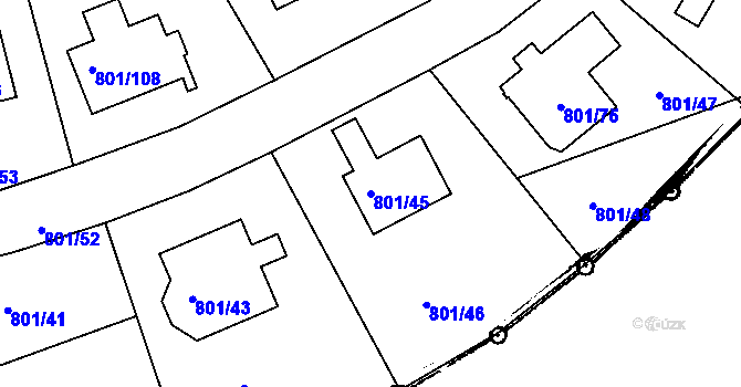 Parcela st. 801/45 v KÚ Frymburk, Katastrální mapa