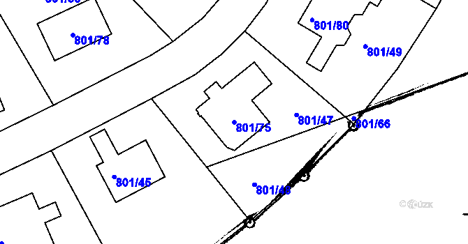 Parcela st. 801/75 v KÚ Frymburk, Katastrální mapa