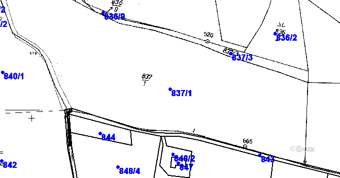 Parcela st. 837/1 v KÚ Frymburk, Katastrální mapa