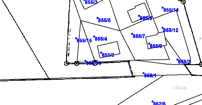 Parcela st. 855/2 v KÚ Frymburk, Katastrální mapa