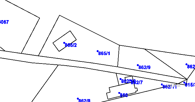 Parcela st. 865/1 v KÚ Frymburk, Katastrální mapa
