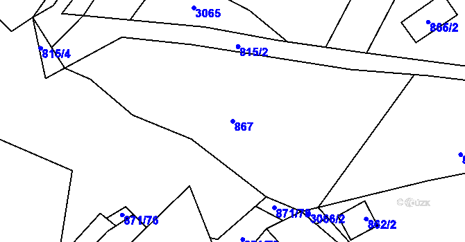 Parcela st. 867 v KÚ Frymburk, Katastrální mapa