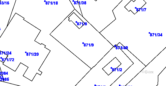Parcela st. 871/9 v KÚ Frymburk, Katastrální mapa