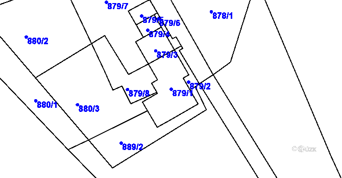 Parcela st. 879/1 v KÚ Frymburk, Katastrální mapa