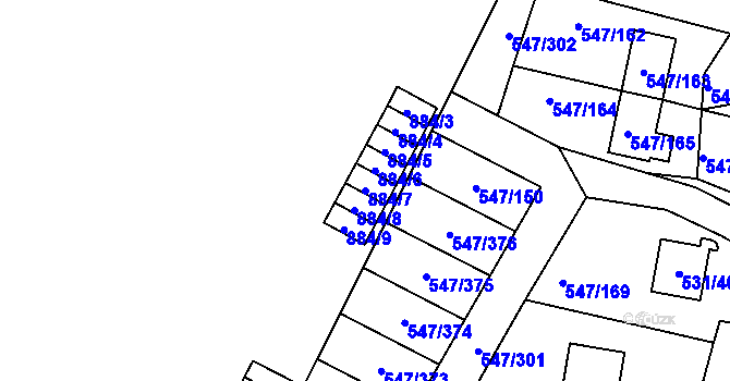 Parcela st. 884/7 v KÚ Frymburk, Katastrální mapa