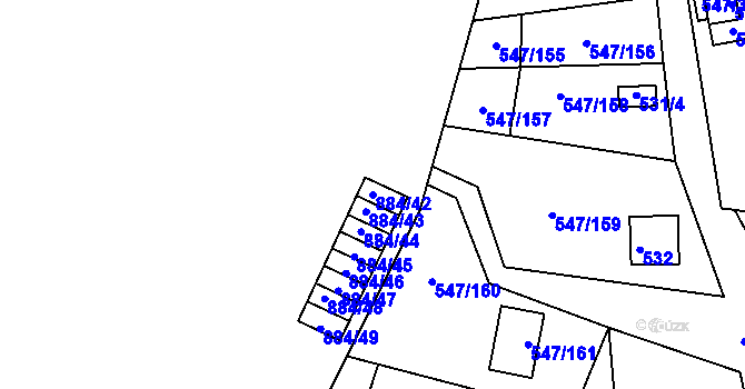 Parcela st. 884/42 v KÚ Frymburk, Katastrální mapa