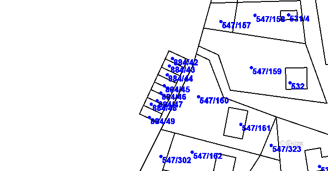 Parcela st. 884/45 v KÚ Frymburk, Katastrální mapa