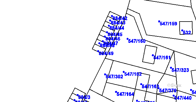 Parcela st. 884/49 v KÚ Frymburk, Katastrální mapa