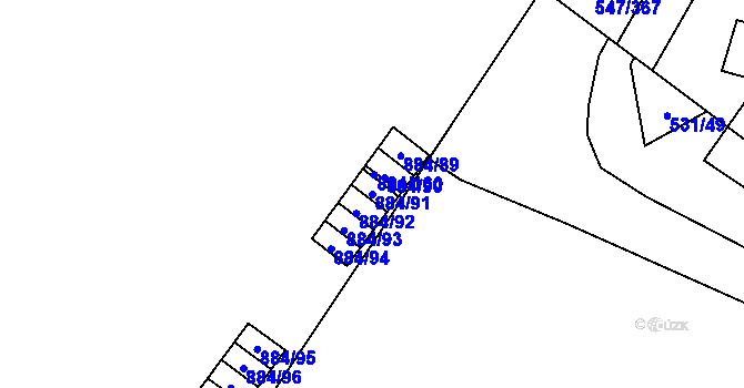 Parcela st. 884/91 v KÚ Frymburk, Katastrální mapa