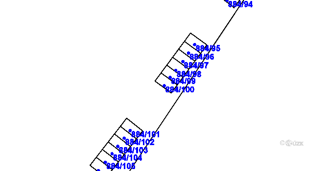 Parcela st. 884/100 v KÚ Frymburk, Katastrální mapa