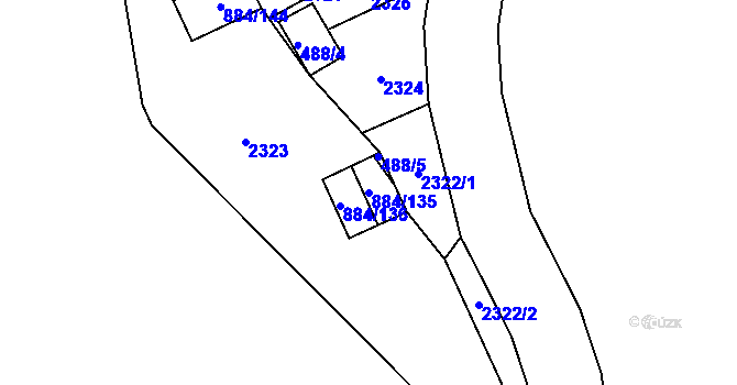 Parcela st. 884/135 v KÚ Frymburk, Katastrální mapa