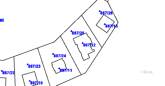 Parcela st. 887/12 v KÚ Frymburk, Katastrální mapa