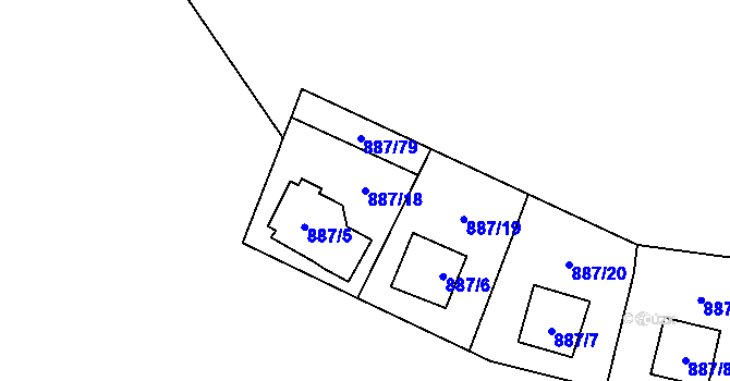 Parcela st. 887/18 v KÚ Frymburk, Katastrální mapa