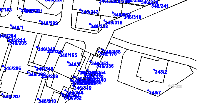 Parcela st. 346/178 v KÚ Frymburk, Katastrální mapa