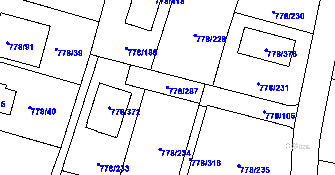 Parcela st. 778/287 v KÚ Frymburk, Katastrální mapa