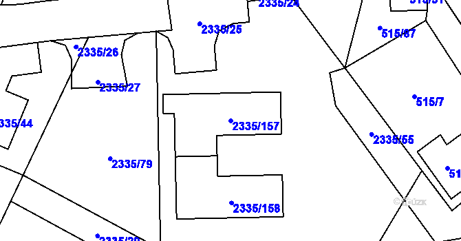 Parcela st. 2335/157 v KÚ Frymburk, Katastrální mapa