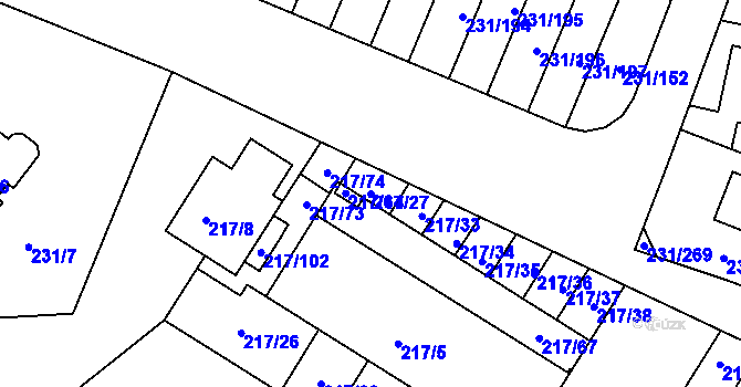 Parcela st. 217/27 v KÚ Frymburk, Katastrální mapa