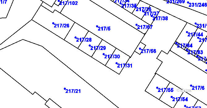 Parcela st. 217/30 v KÚ Frymburk, Katastrální mapa