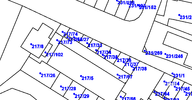 Parcela st. 217/34 v KÚ Frymburk, Katastrální mapa