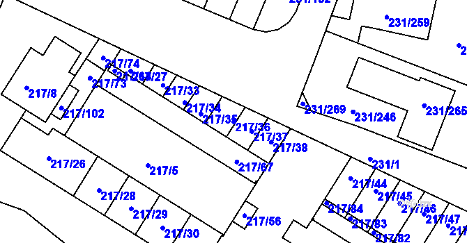 Parcela st. 217/36 v KÚ Frymburk, Katastrální mapa