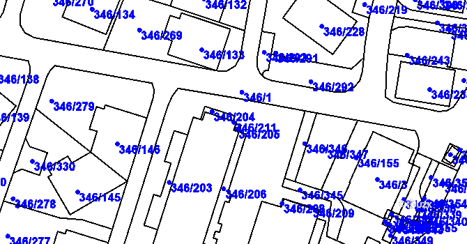 Parcela st. 346/211 v KÚ Frymburk, Katastrální mapa