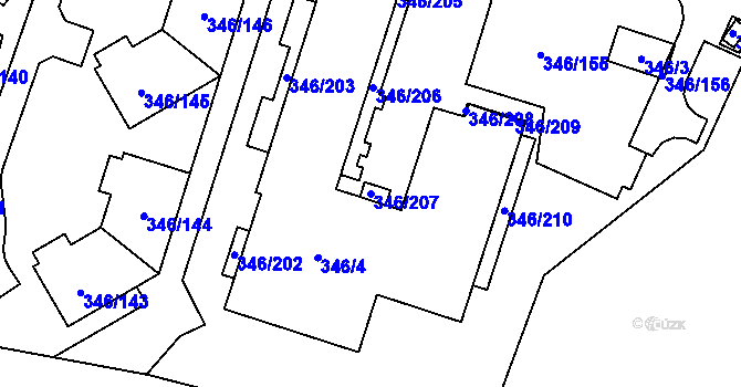 Parcela st. 346/207 v KÚ Frymburk, Katastrální mapa