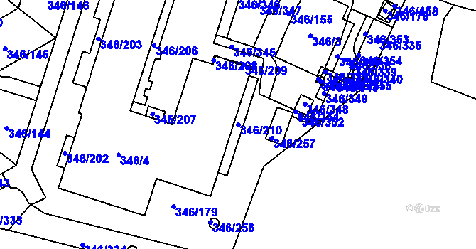Parcela st. 346/210 v KÚ Frymburk, Katastrální mapa