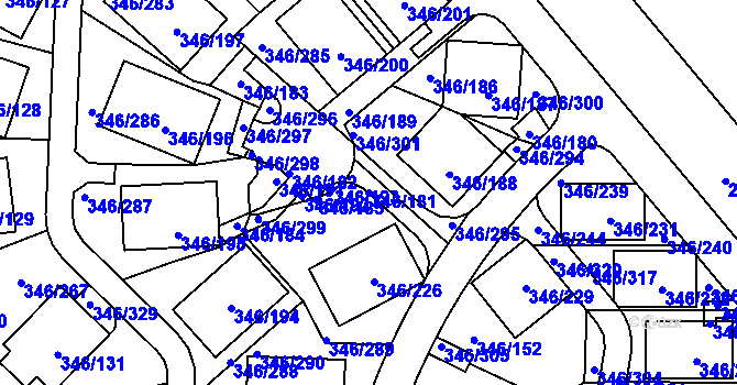 Parcela st. 346/181 v KÚ Frymburk, Katastrální mapa