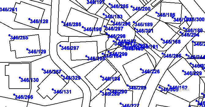 Parcela st. 346/184 v KÚ Frymburk, Katastrální mapa