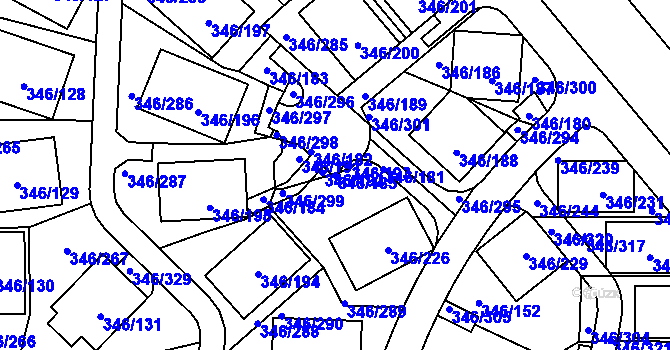 Parcela st. 346/185 v KÚ Frymburk, Katastrální mapa