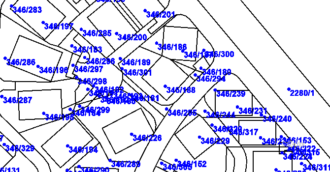 Parcela st. 346/188 v KÚ Frymburk, Katastrální mapa