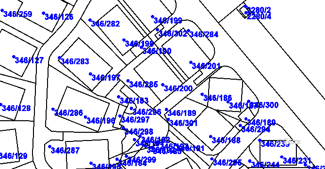 Parcela st. 346/200 v KÚ Frymburk, Katastrální mapa
