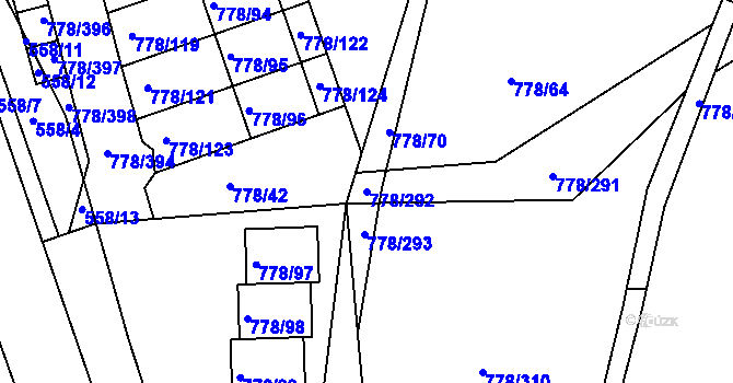 Parcela st. 778/292 v KÚ Frymburk, Katastrální mapa