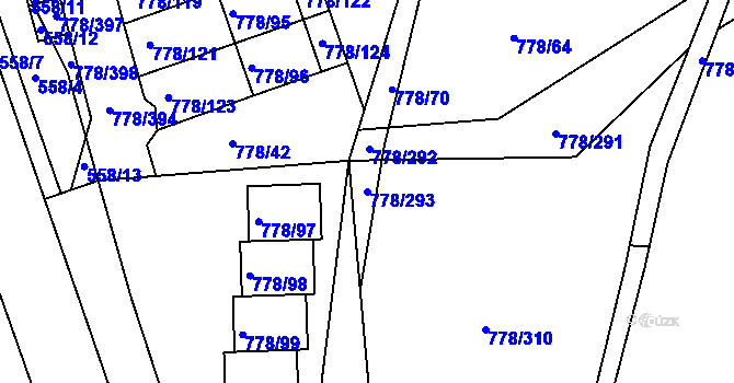 Parcela st. 778/293 v KÚ Frymburk, Katastrální mapa