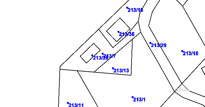 Parcela st. 213/7 v KÚ Frymburk, Katastrální mapa