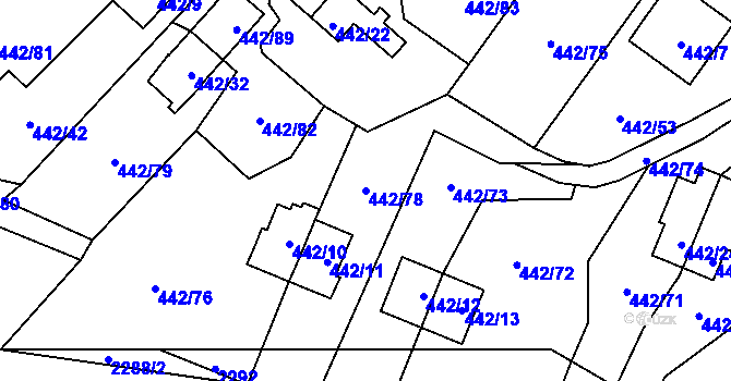 Parcela st. 442/78 v KÚ Frymburk, Katastrální mapa