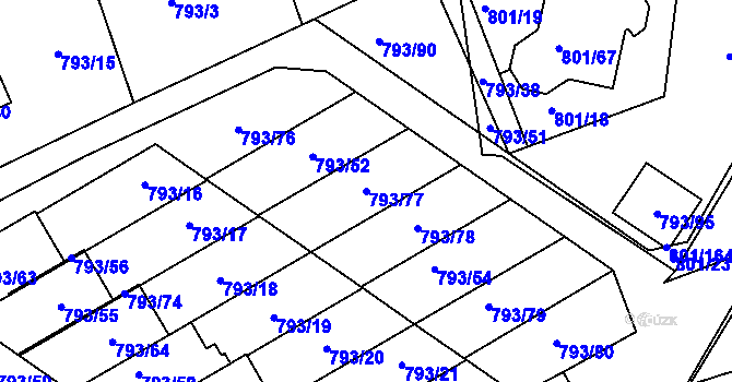 Parcela st. 793/77 v KÚ Frymburk, Katastrální mapa