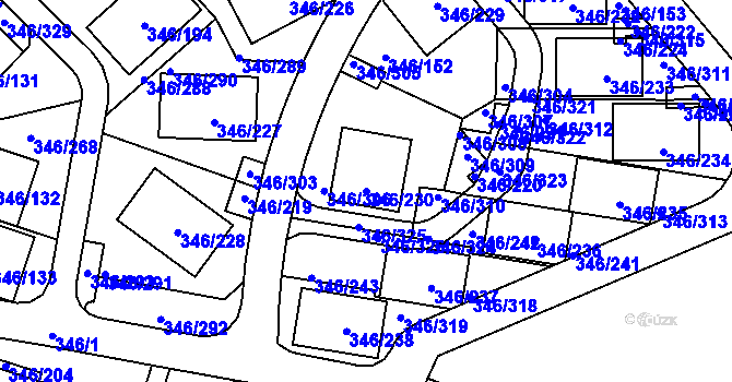 Parcela st. 346/230 v KÚ Frymburk, Katastrální mapa